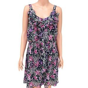 Another Thyme ruffle front detail floral dress elastic waist size 14